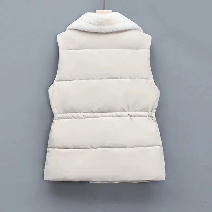 Elegant Layering Vest – Faux-Fur Collar Puffer