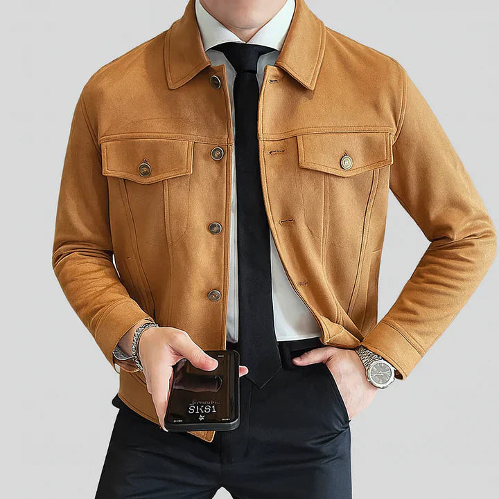Elegant Long Sleeve Suede Jacket