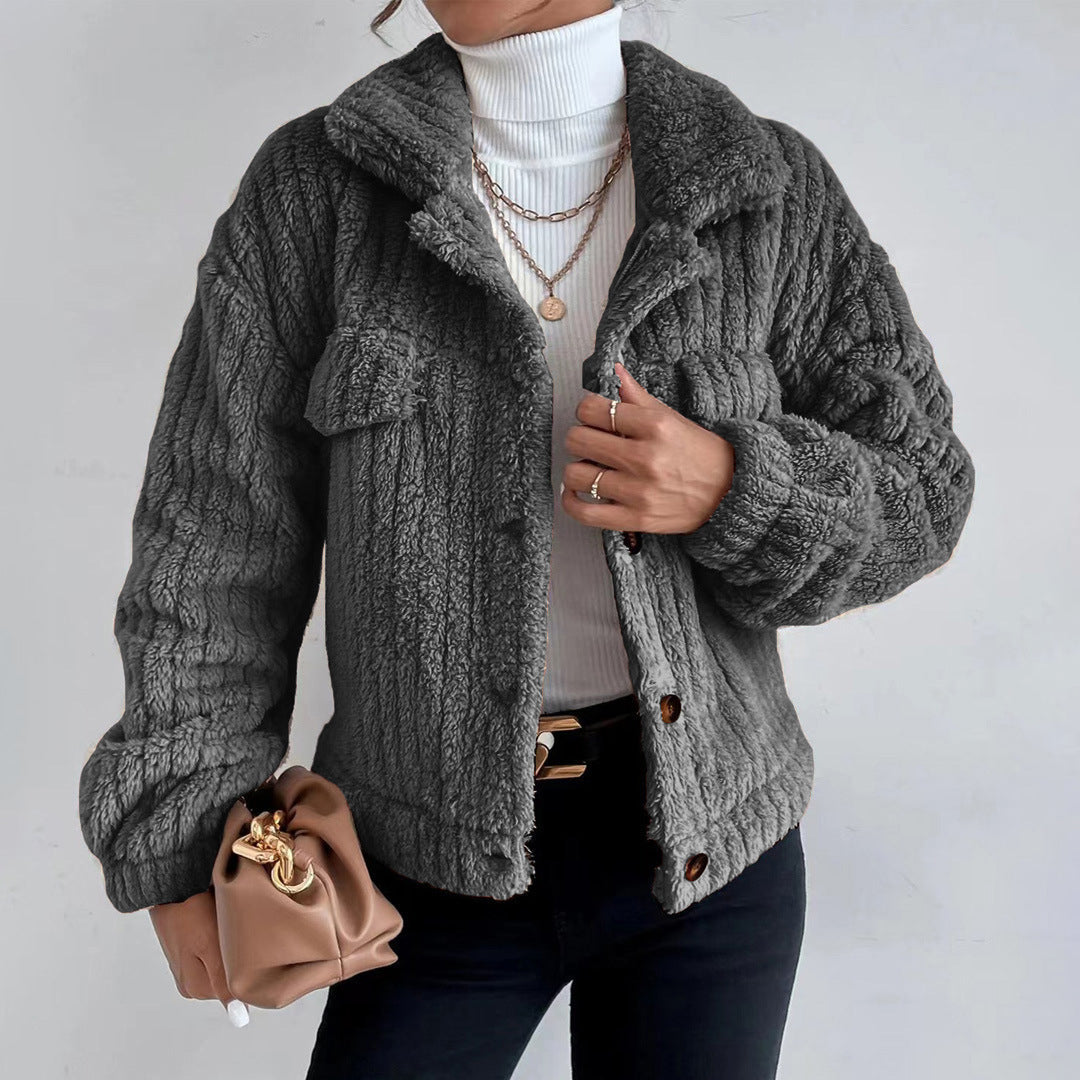 Elegant Oversized Jacket for Women With Warmth and Style Dark Gray