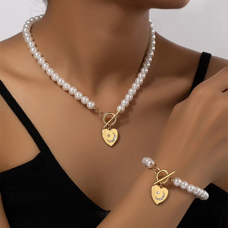 Elegant Pearl Jewelry Set Heart