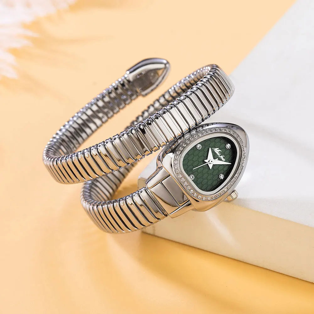 Elegant Serpent Bracelet Watch Silver
