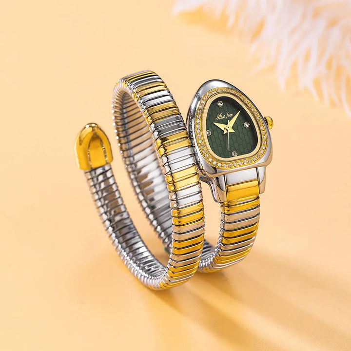 Elegant Serpent Bracelet Watch Gold- Silver