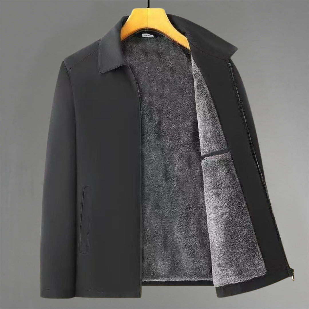 Elegant Windproof and Waterproof Jacket Black Lapel Collar