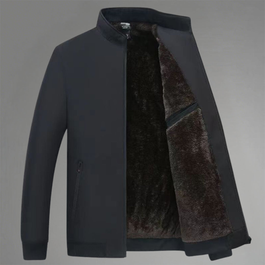 Elegant Windproof and Waterproof Jacket Black Stand-Up Collar