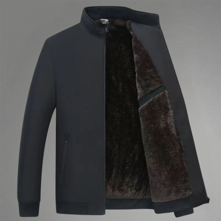 Elegant Windproof and Waterproof Jacket Black Stand-Up Collar