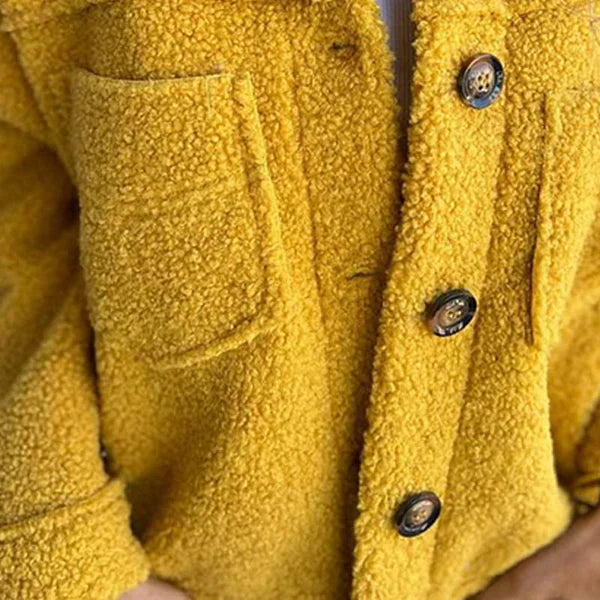 Elegant Wool Blend Jacket For Women With Lapel Design