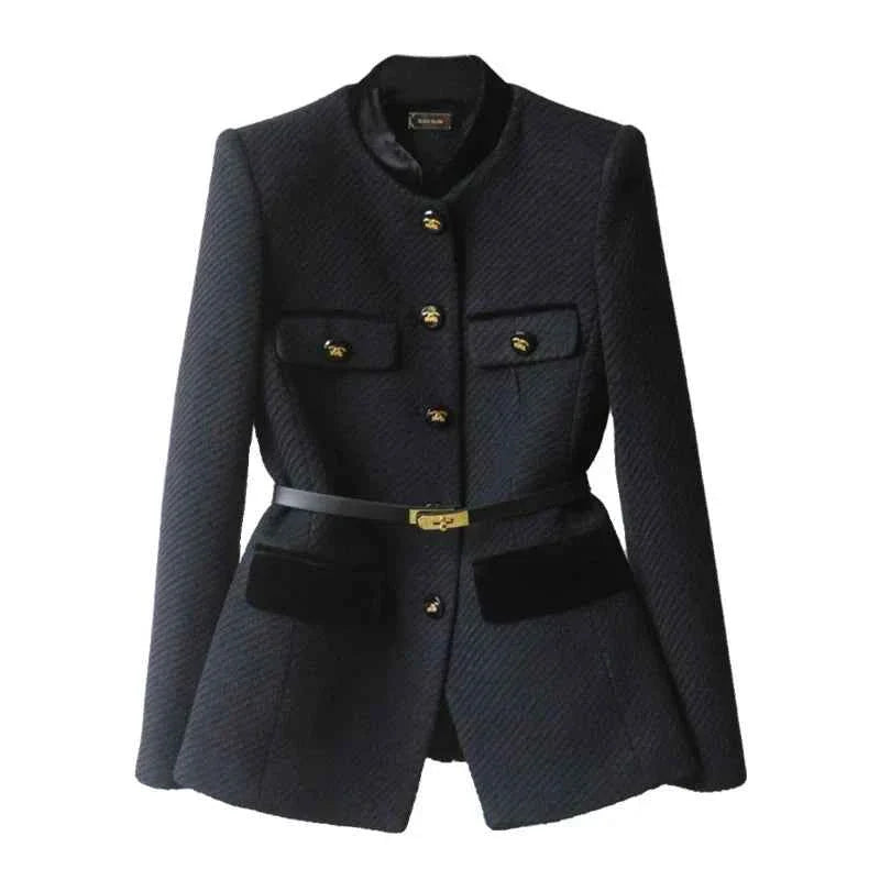 Elegant Wool Blend Office Jacket For Professional Women Black