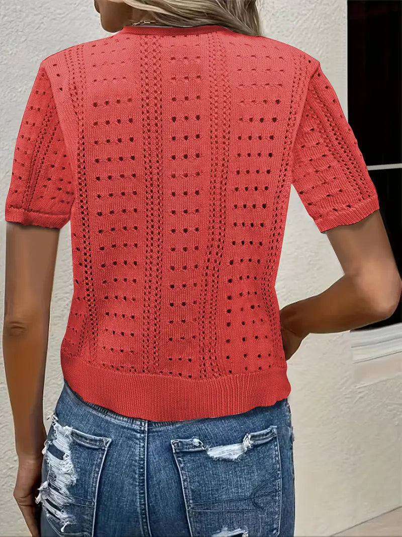 Chic Hollow Knit Cardigan for Effortless Style