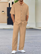 Striped Summer 2-Piece Set Khaki