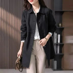 Tailored Button-Front Trench Coat Black