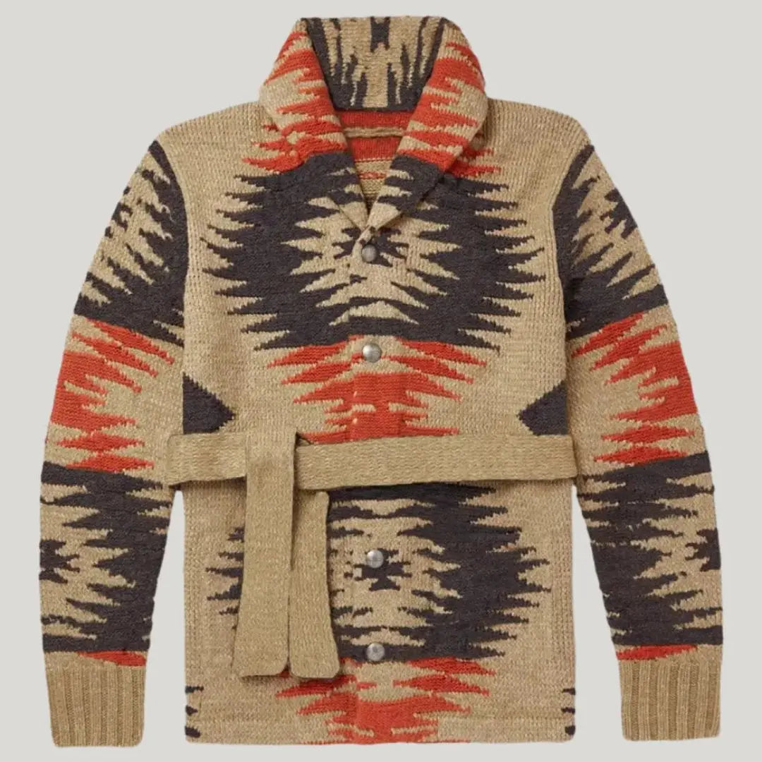 Jacquard Wool Cardigan for Men