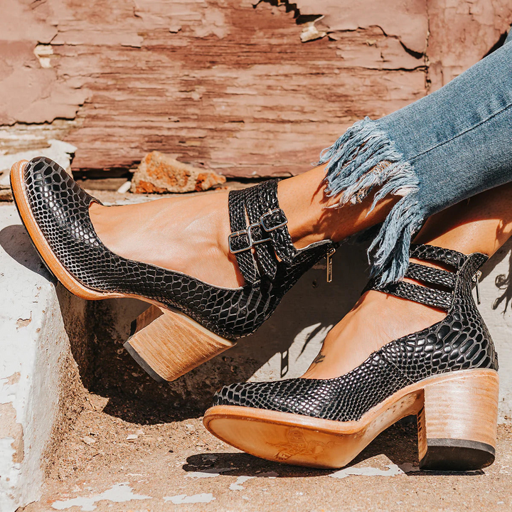 Elsa | Women's Vintage Leather Strap Heels-MODAUTLET