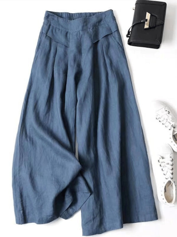 Women's Flowy Wide Leg Pants Navy Blue
