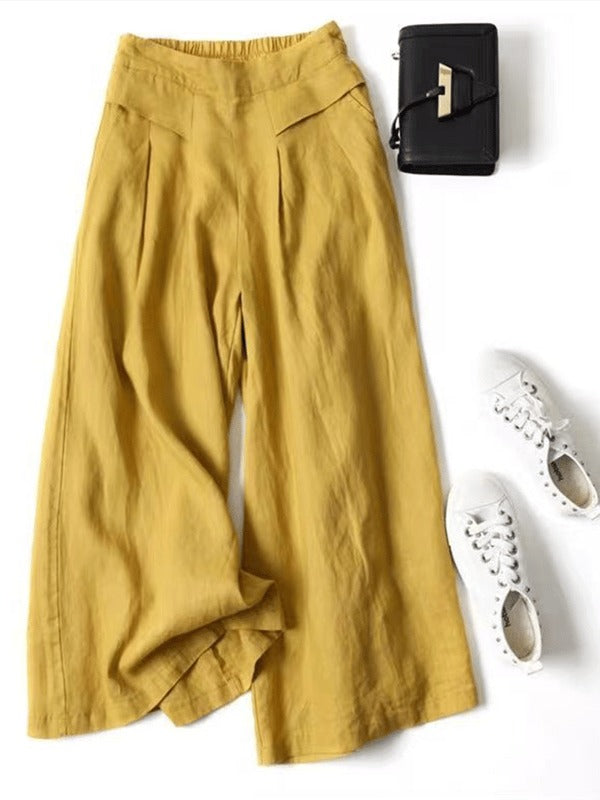 Women's Flowy Wide Leg Pants Yellow