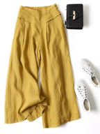 Women's Flowy Wide Leg Pants Yellow