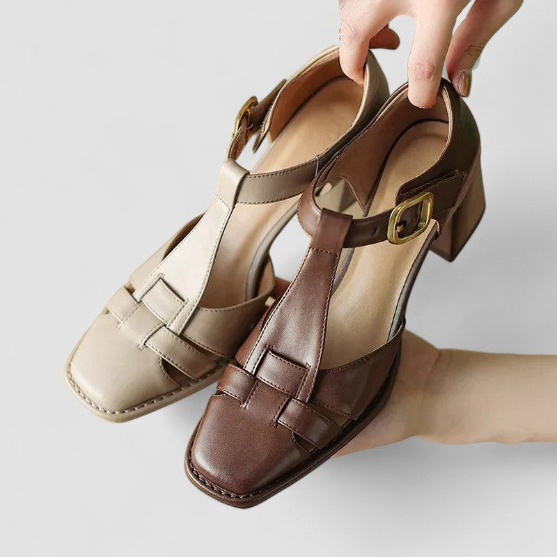 Elyxiana | Women's Orthopedic T-Strap Block Heels-MODAUTLET