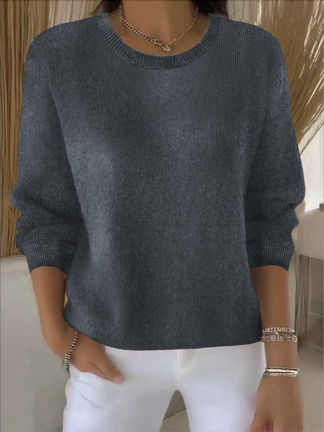 Women's Classic Plain Sweater Gray One size