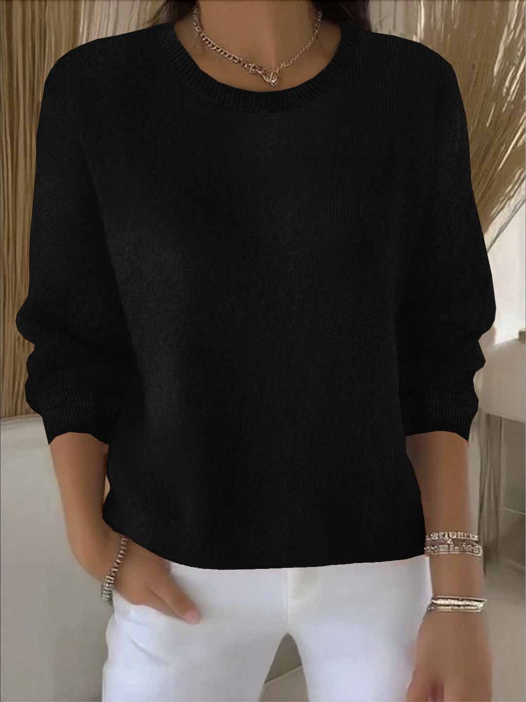 Women's Classic Plain Sweater Black One size