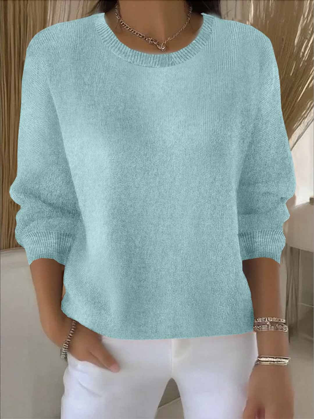 Women's Classic Plain Sweater Light blue One size