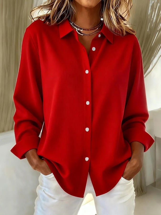 Women's Classic Collared Blouse Red