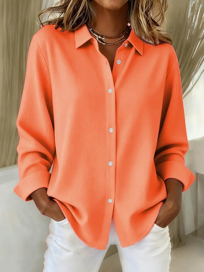 Women's Classic Collared Blouse Orange