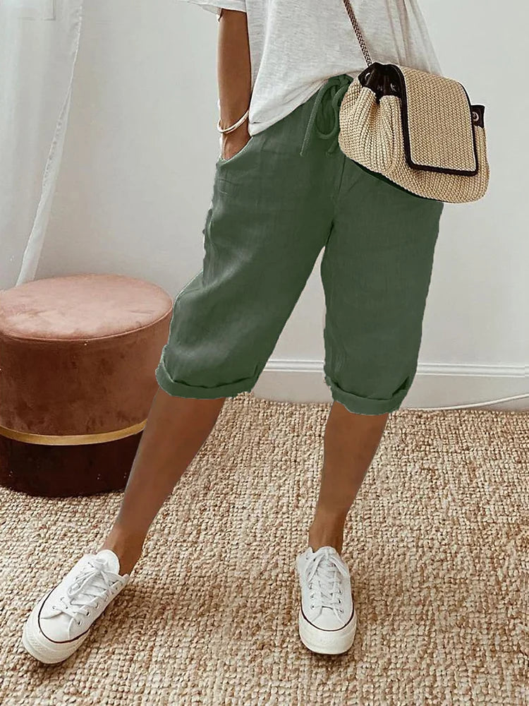 Women's Linen Pants with Side Pockets-MODAUTLET