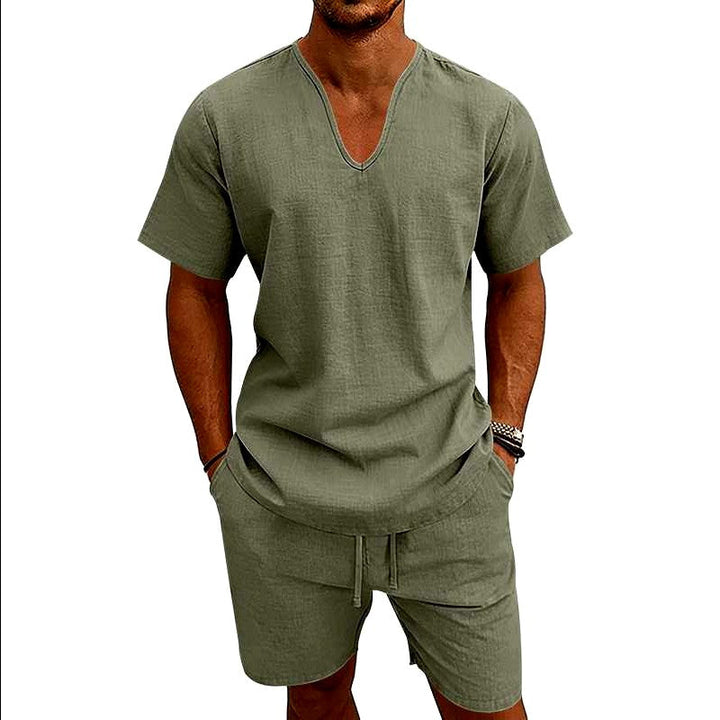 Erwin | Men's Linen Short Sleeve Coordinated Outfit-MODAUTLET