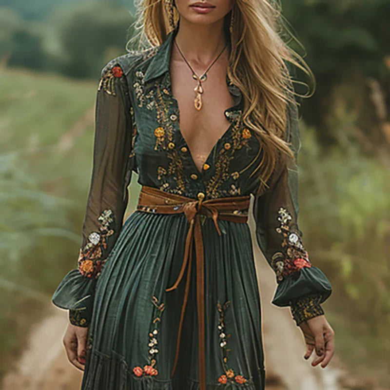 Women's Bohemian Floral Maxi Dress-MODAUTLET