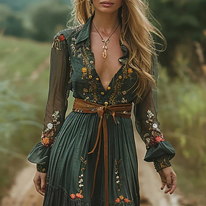 Women's Bohemian Floral Maxi Dress-MODAUTLET