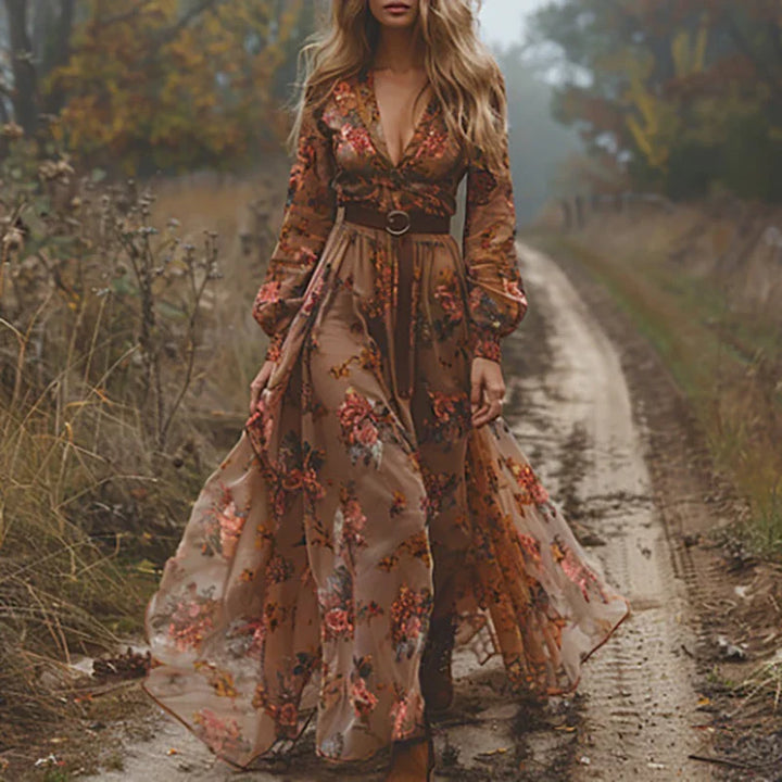 Women's Bohemian Floral Maxi Dress-MODAUTLET