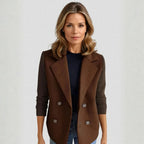 Women’s Double-Breasted Sweater Blazer Brown