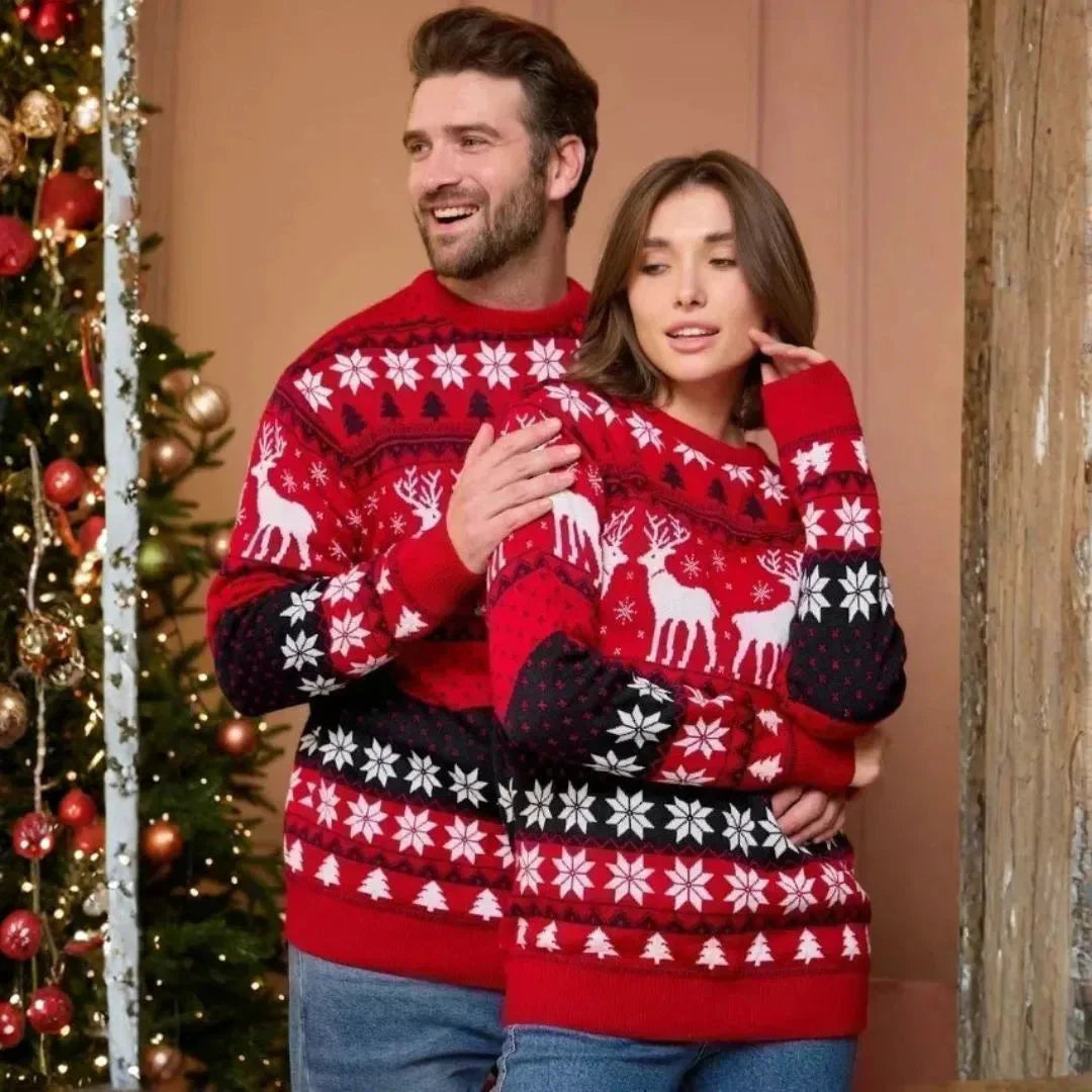 Unisex Reindeer Sweaters for All Ages Red