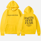 Faith Over Fear Hoodie Motivational Comfort Wear Everyday Yellow