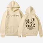 Faith Over Fear Hoodie Motivational Comfort Wear Everyday Apricot