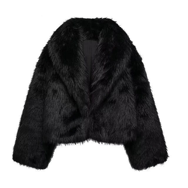 Faux Fur Coat - Stylish and Cozy Outerwear Black