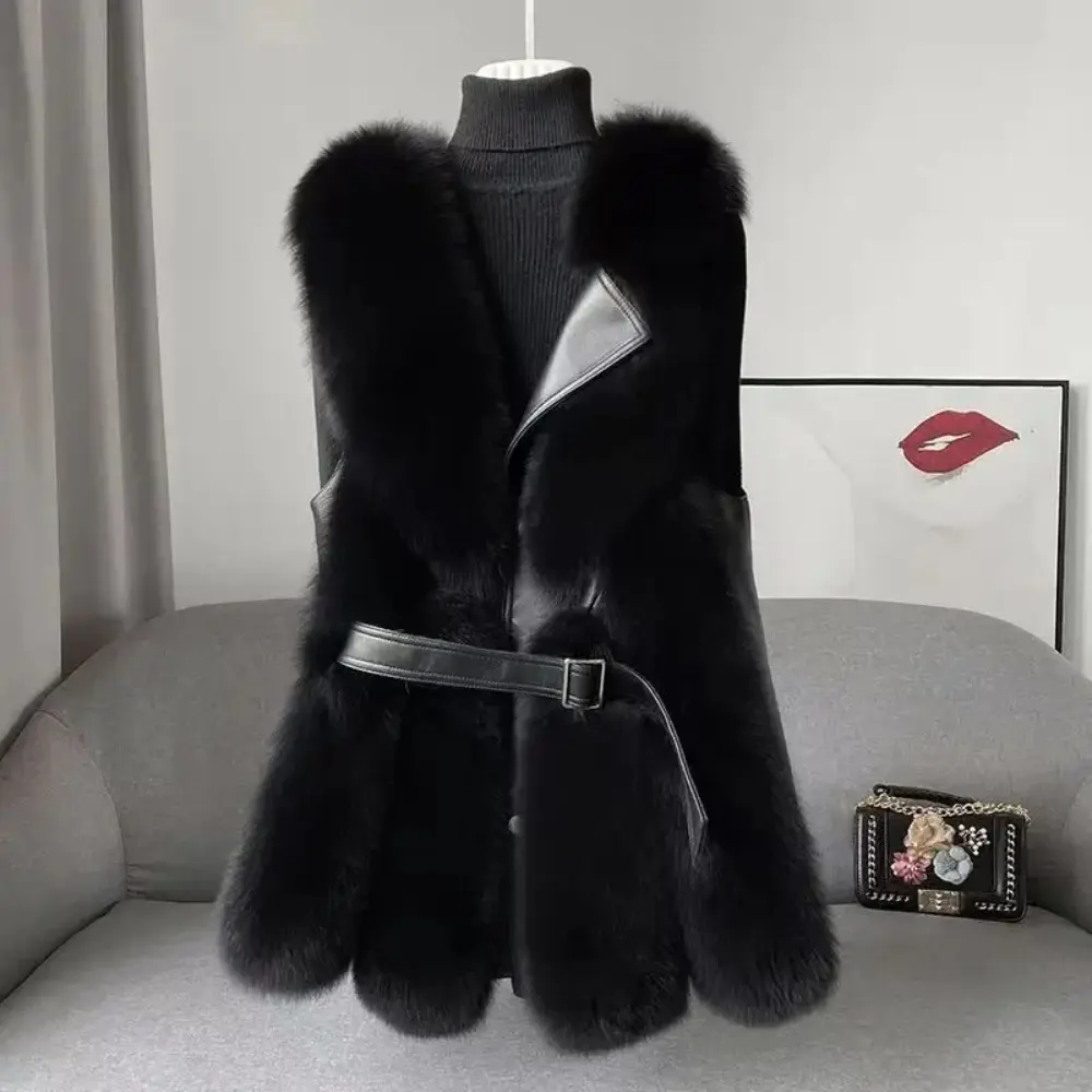Faux Fur Vest for Women Black