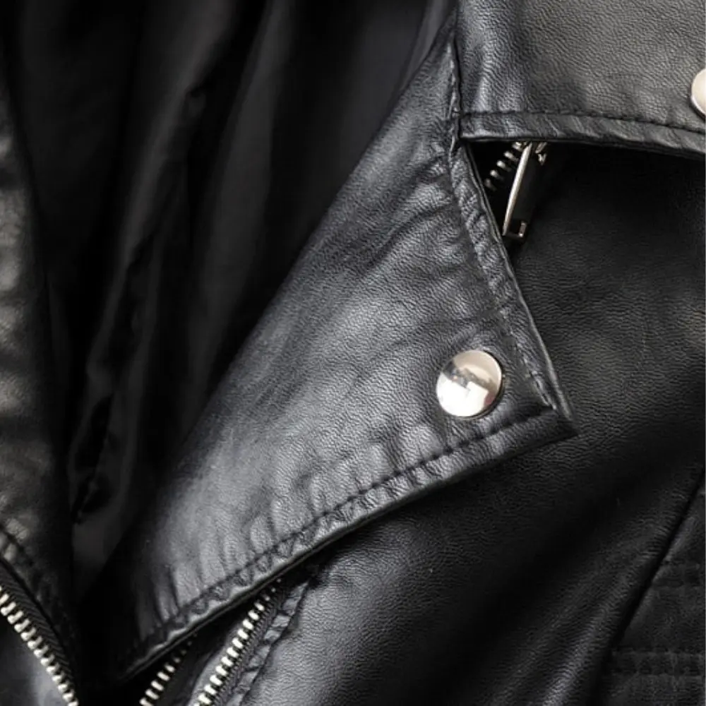 Faux Leather Biker Jacket for Women