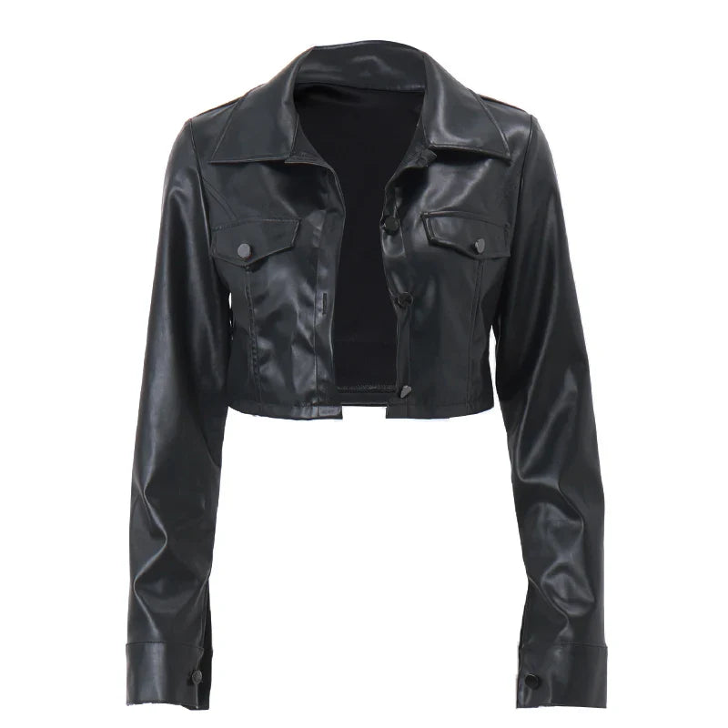 Faux Leather Crop Jacket