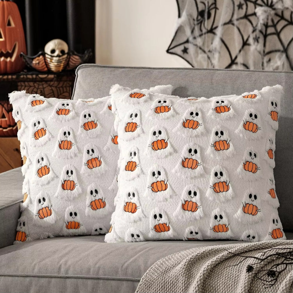 Halloween's Pumpkin Pattern Throw Pillow Cover with Soft Microfiber Fabric