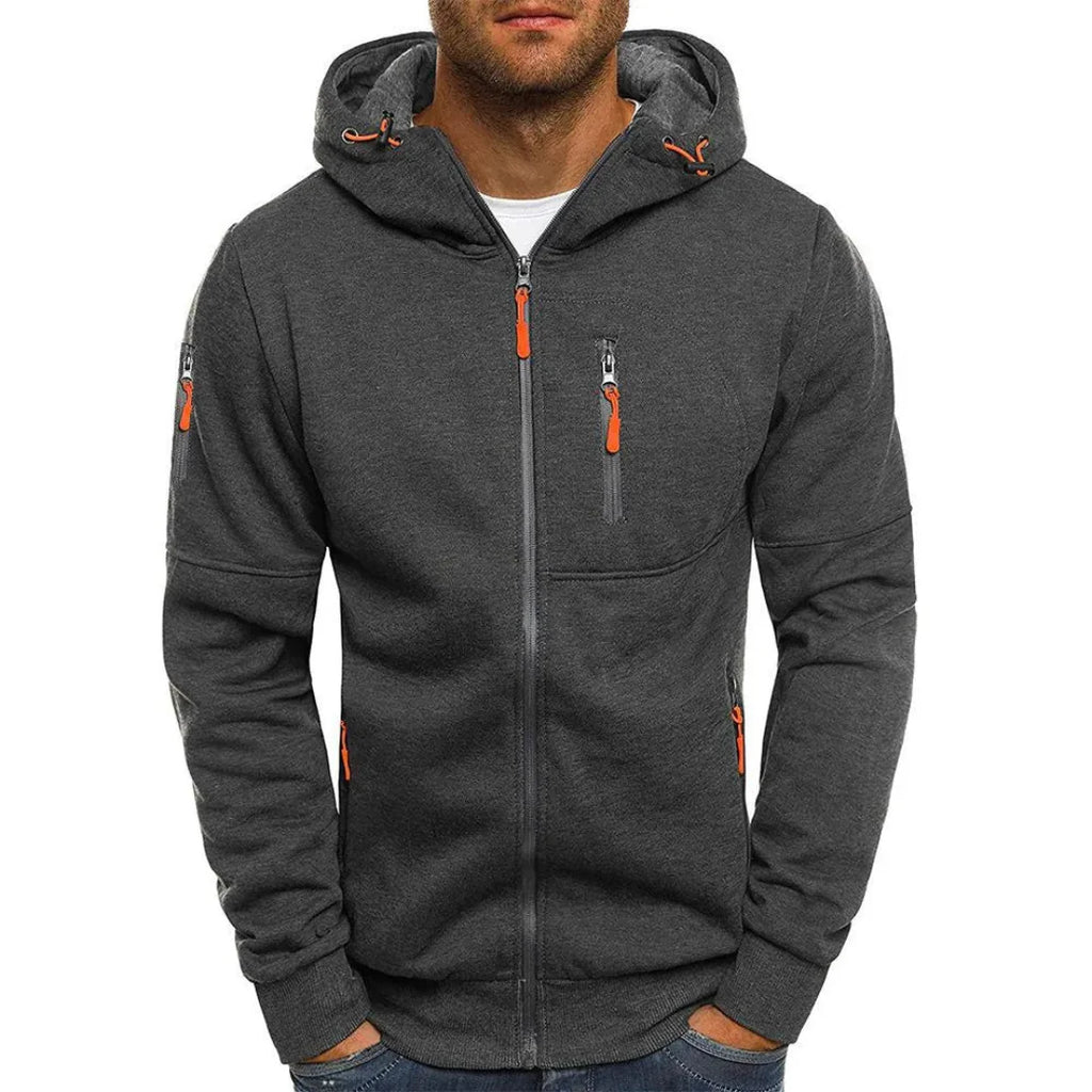 Contrast Full-Zip Hoodie for Ultimate Comfort Gray