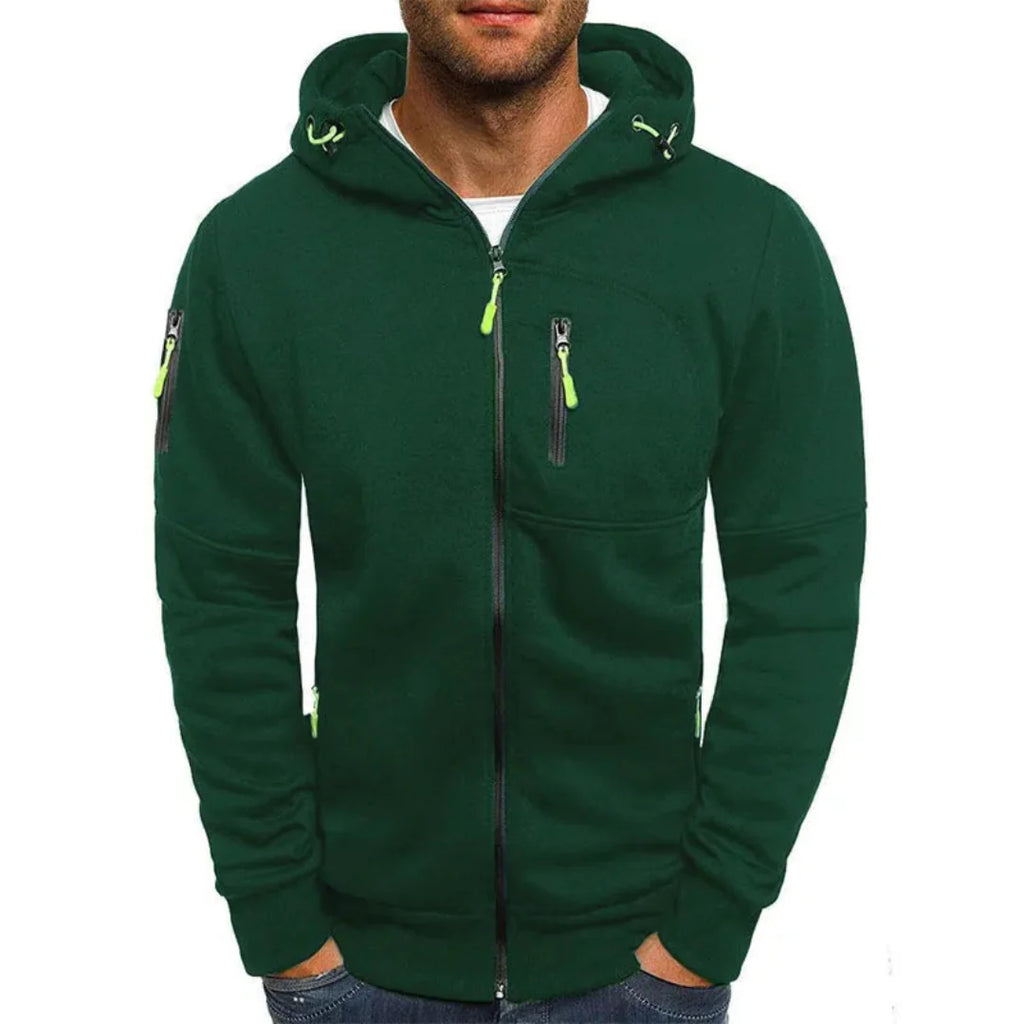 Contrast Full-Zip Hoodie for Ultimate Comfort Green