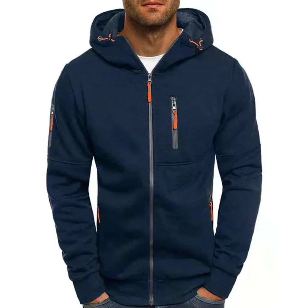 Contrast Full-Zip Hoodie for Ultimate Comfort Navy