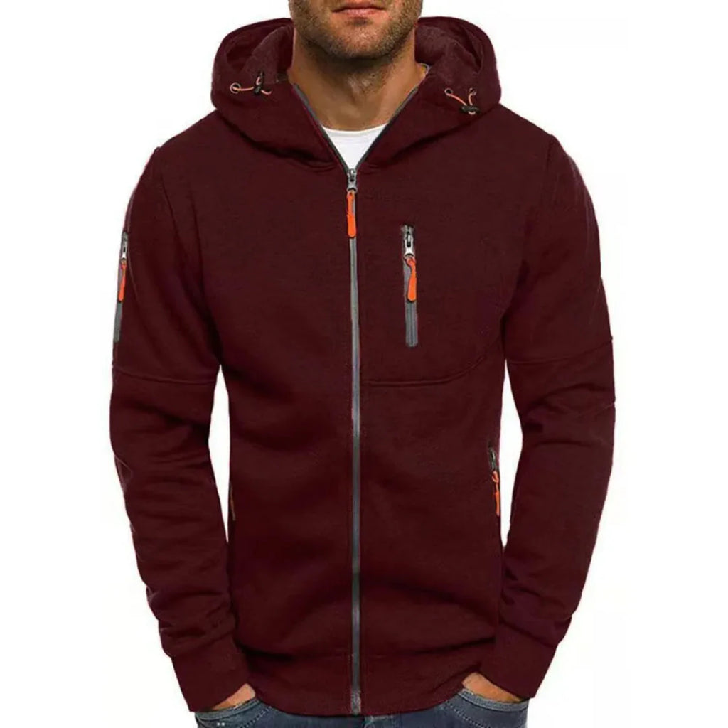 Contrast Full-Zip Hoodie for Ultimate Comfort Burgundy