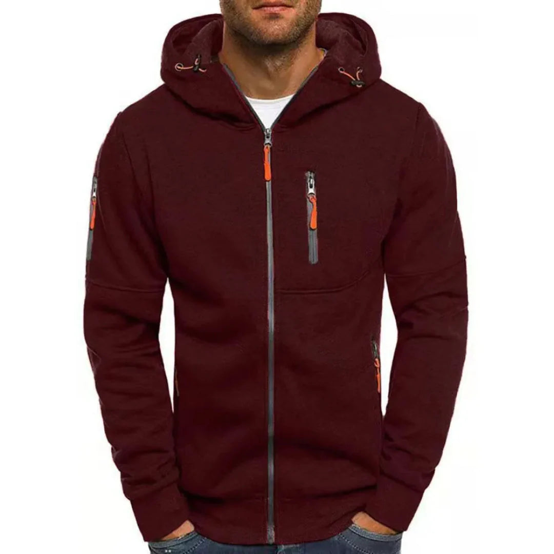 Contrast Full-Zip Hoodie for Ultimate Comfort Burgundy