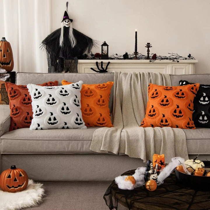 Halloween's Pumpkin Pattern Throw Pillow Cover with Soft Microfiber Fabric