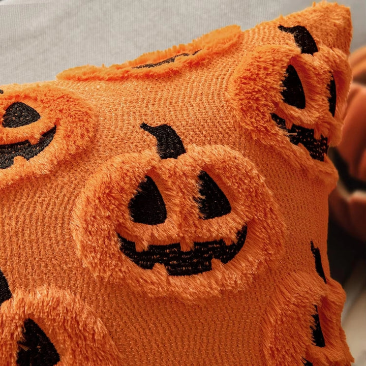Halloween's Pumpkin Pattern Throw Pillow Cover with Soft Microfiber Fabric