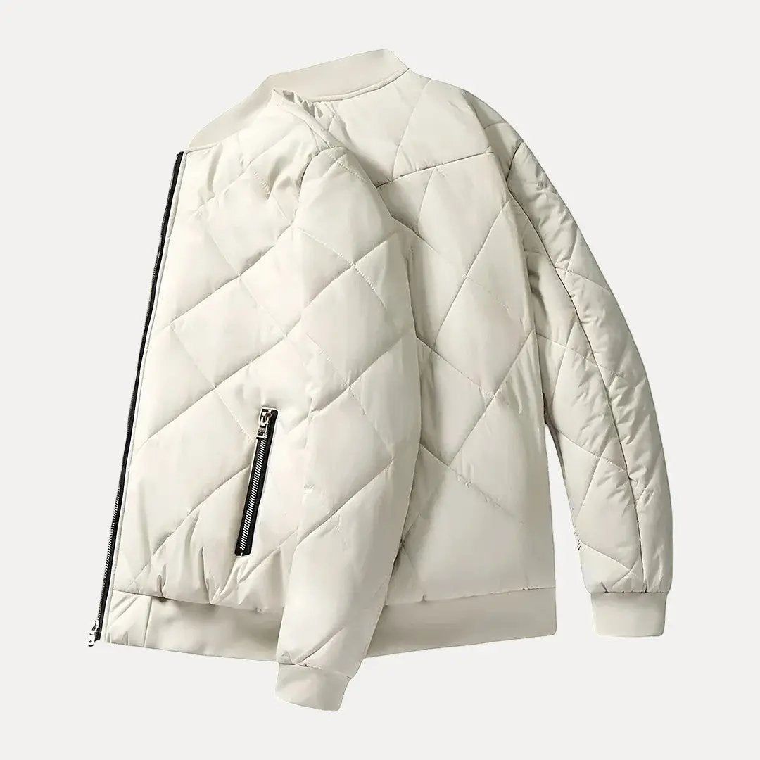 Fleece-Lined Cotton Padded Jacket Beige