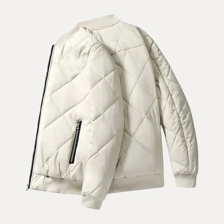 Fleece-Lined Cotton Padded Jacket Beige