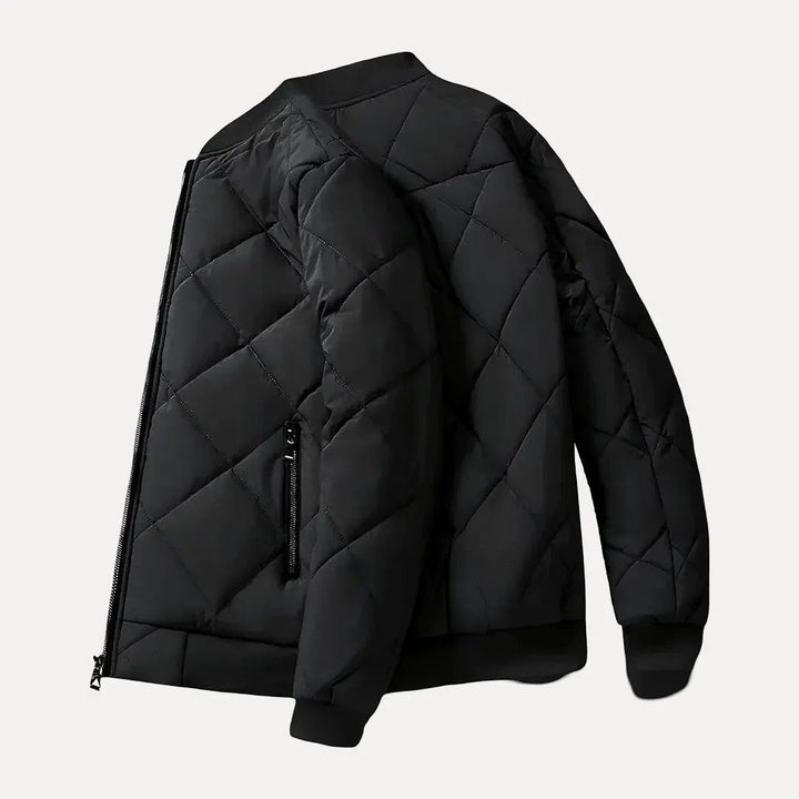 Fleece-Lined Cotton Padded Jacket Black