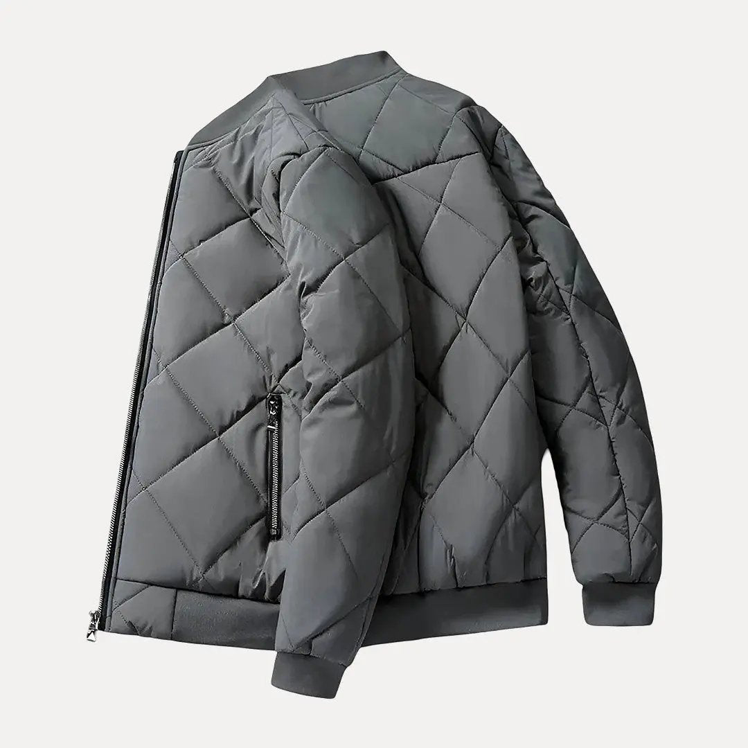Fleece-Lined Cotton Padded Jacket Gray